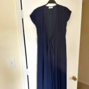 Navy Blue Maxi Dress with Tie Front